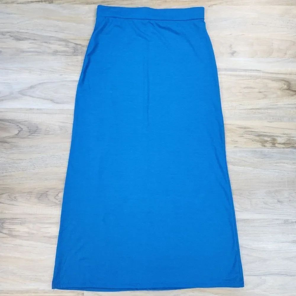 🍑Ambiance Apparel Teal Stretch Maxi Skirt Medium - Picture 2 of 8